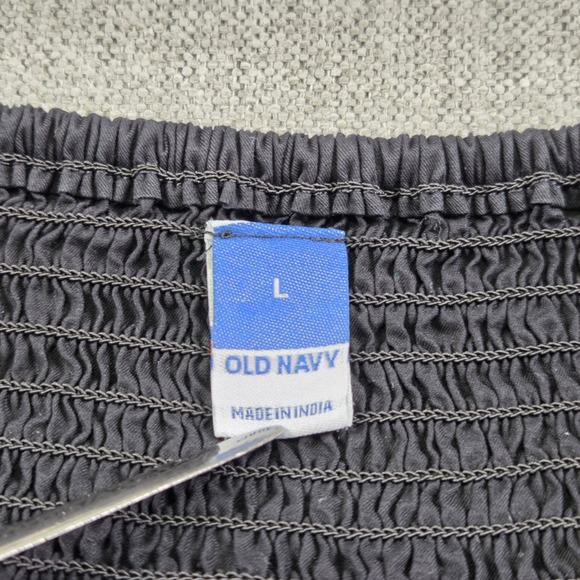 Old Navy Smocked Embroidered Black Maxi Dress Women's L Milkmaid Cottagecore New - Picture 4 of 10